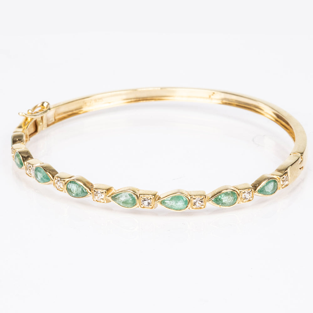 Pozlátený Strieborný Náramok s Brazílskym Smaragdom a Bielym Topásom 5 