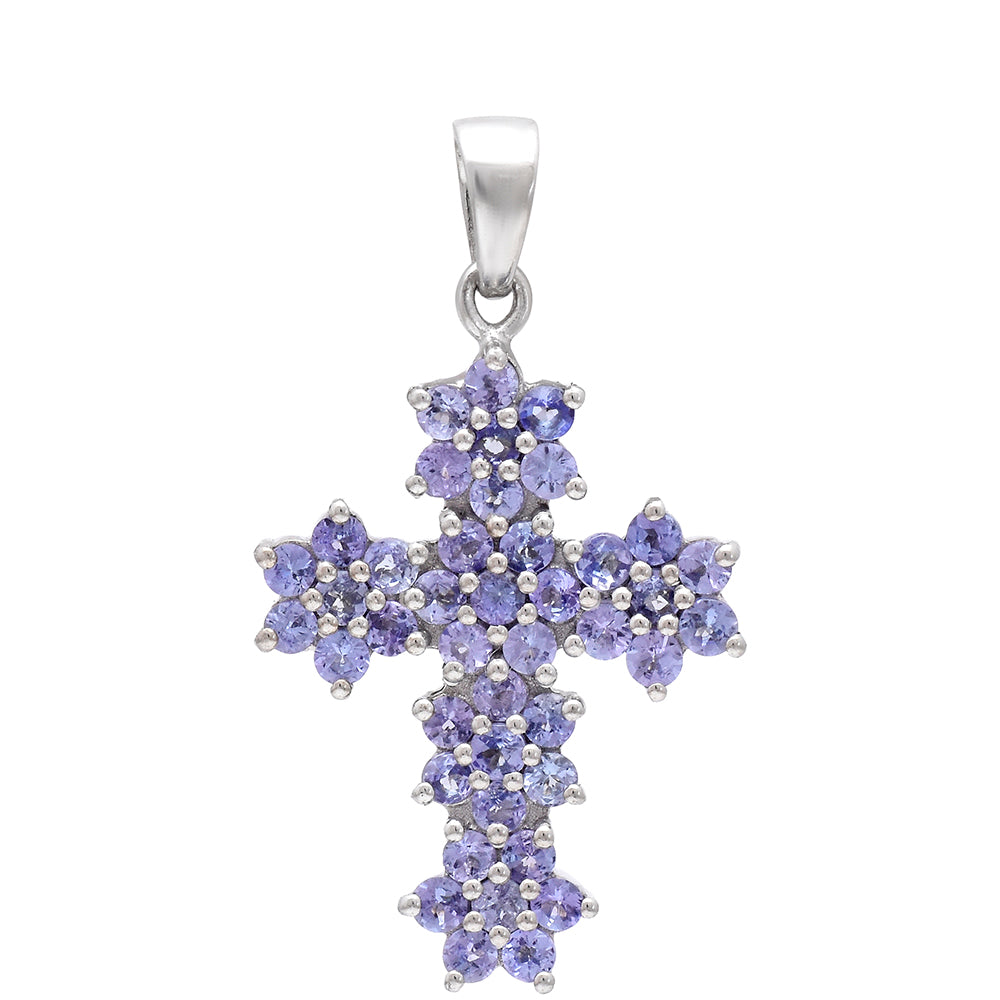 Kríž Strieborný Prívesok s AAA Tanzanitom 2 