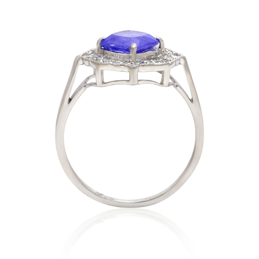 Strieborný Prsteň s AAA Tanzanitom a Bielym Topásom 4 