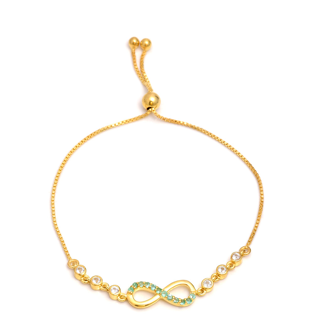 Pozlátený Strieborný Náramok s Brazílskym Smaragdom a Bielym Topásom 3 