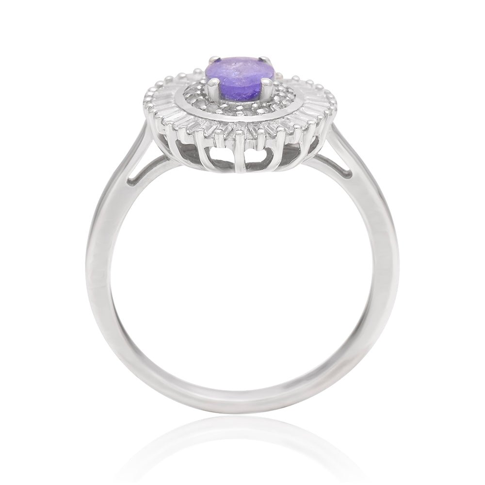 Strieborný Prsteň s AAA Tanzanitom a Bielym Topásom 2 