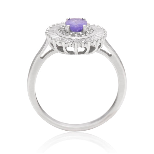 Strieborný Prsteň s AAA Tanzanitom a Bielym Topásom