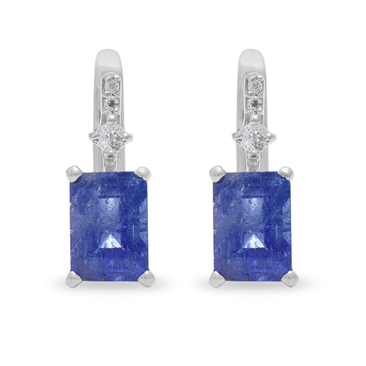 Strieborné Náušnice s AAA Tanzanitom a Bielym Topásom