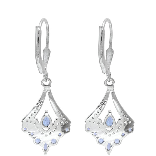 Strieborné Náušnice s AAA Tanzanitom a Bielym Topásom