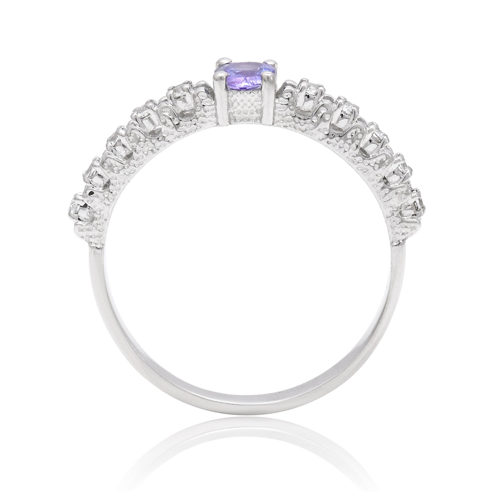 Strieborný Prsteň s AAA Tanzanitom a Bielym Topásom 3 