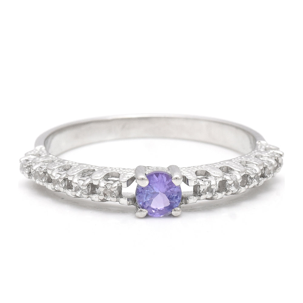 Strieborný Prsteň s AAA Tanzanitom a Bielym Topásom 4 