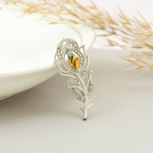 Strieborný Brošňa s Ustricovým Tyrkysom