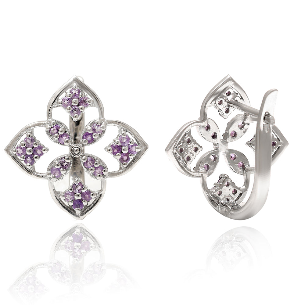 Strieborné Náušnice s Brazílskym Ametystom 1 