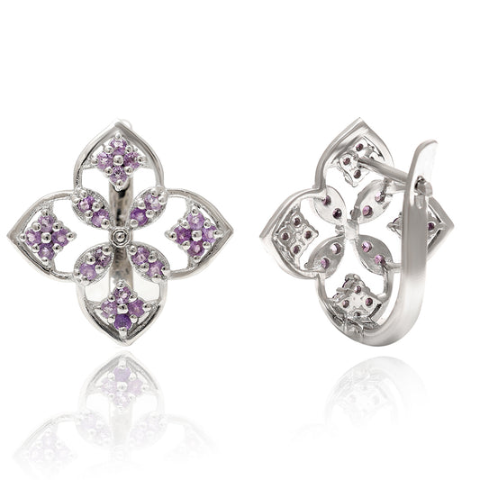 Strieborné Náušnice s Brazílskym Ametystom