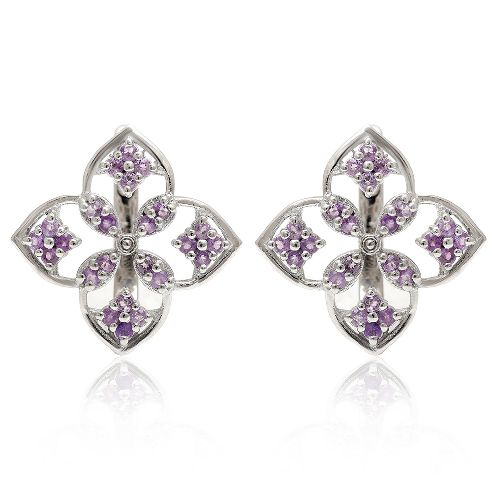 Strieborné Náušnice s Brazílskym Ametystom