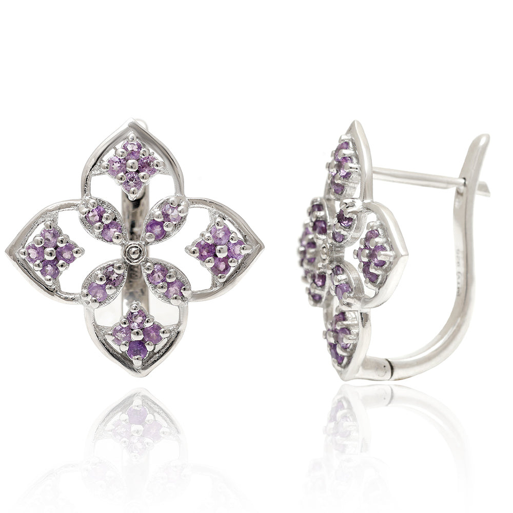 Strieborné Náušnice s Brazílskym Ametystom 4 