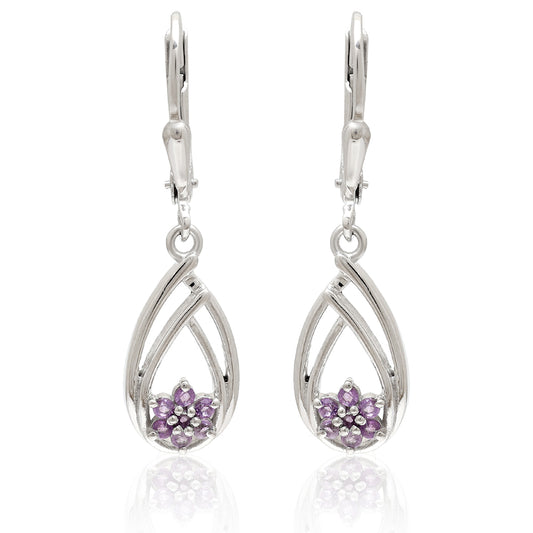 Strieborné Náušnice s Brazílskym Ametystom