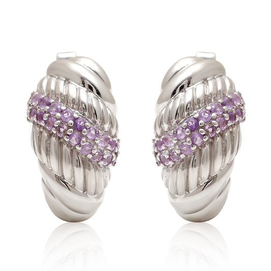 Strieborné Náušnice s Brazílskym Ametystom