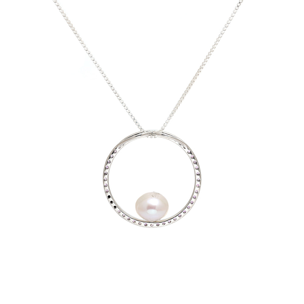 Strieborný Prívesok s Brazílskym Ametystom a Bielou Sladkovodnou Perlou 4 