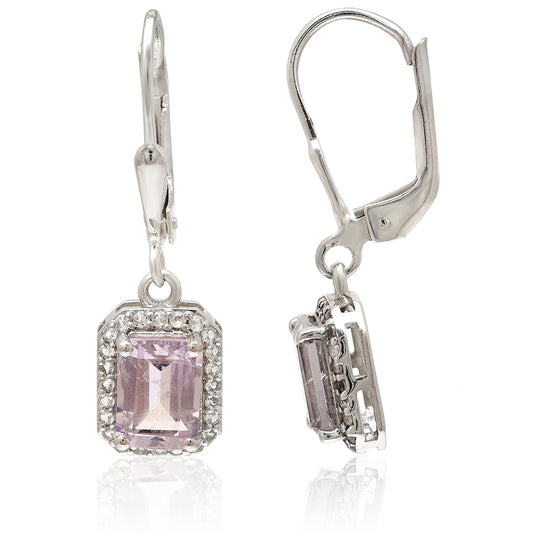 Strieborné Náušnice s Brazílskym Ametystom a Bielym Topásom