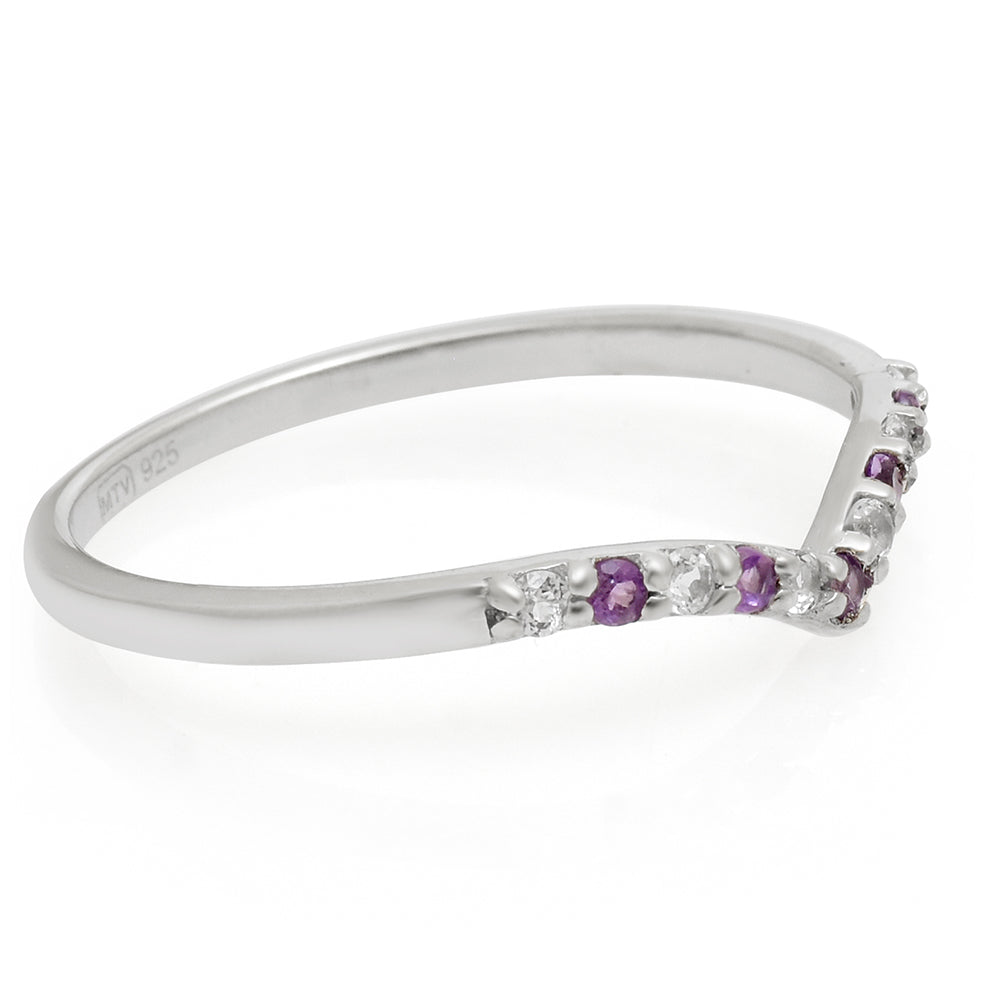 Strieborný Prsteň s Brazílskym Ametystom a Bielym Topásom 2 