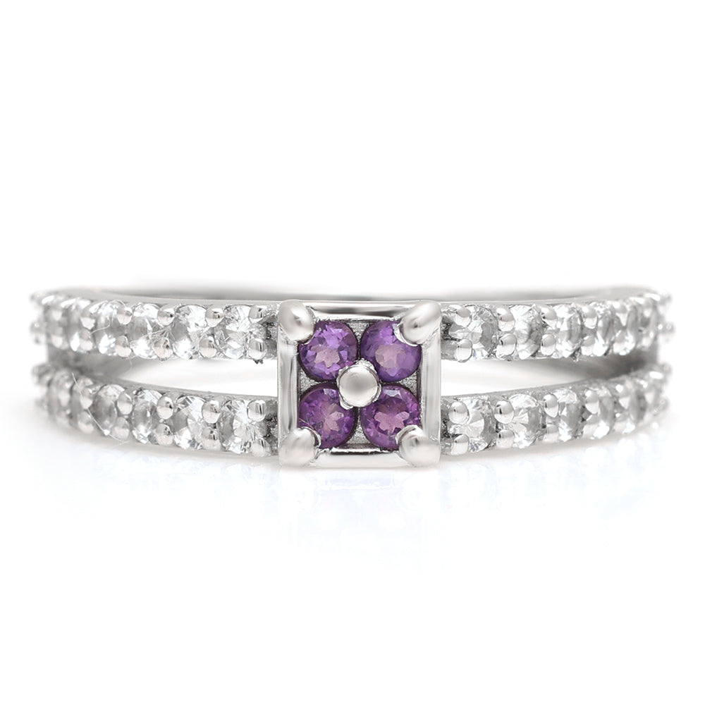 Strieborný Prsteň s Brazílskym Ametystom a Bielym Topásom 1 