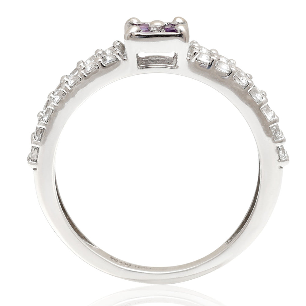 Strieborný Prsteň s Brazílskym Ametystom a Bielym Topásom 5 