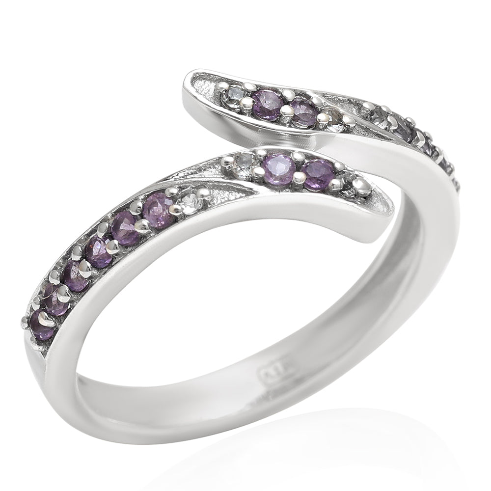 Strieborný Prsteň s Brazílskym Ametystom a Bielym Topásom