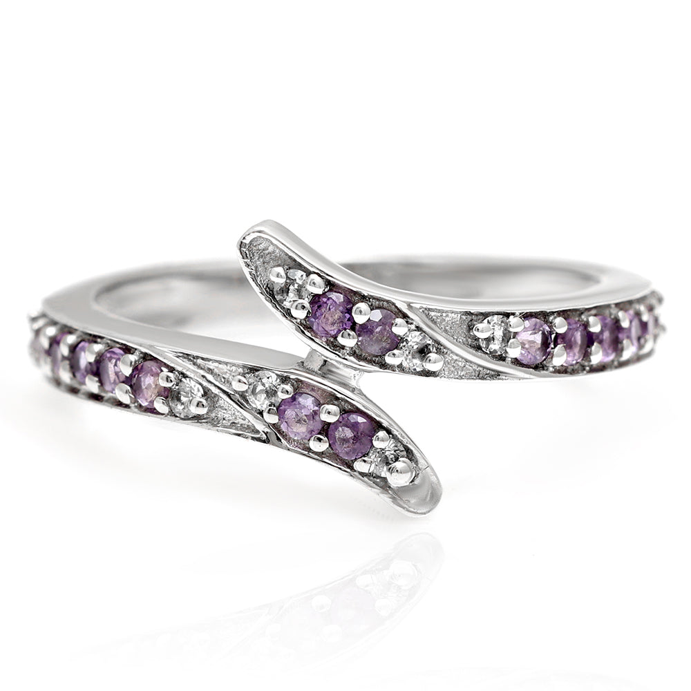 Strieborný Prsteň s Brazílskym Ametystom a Bielym Topásom 7 