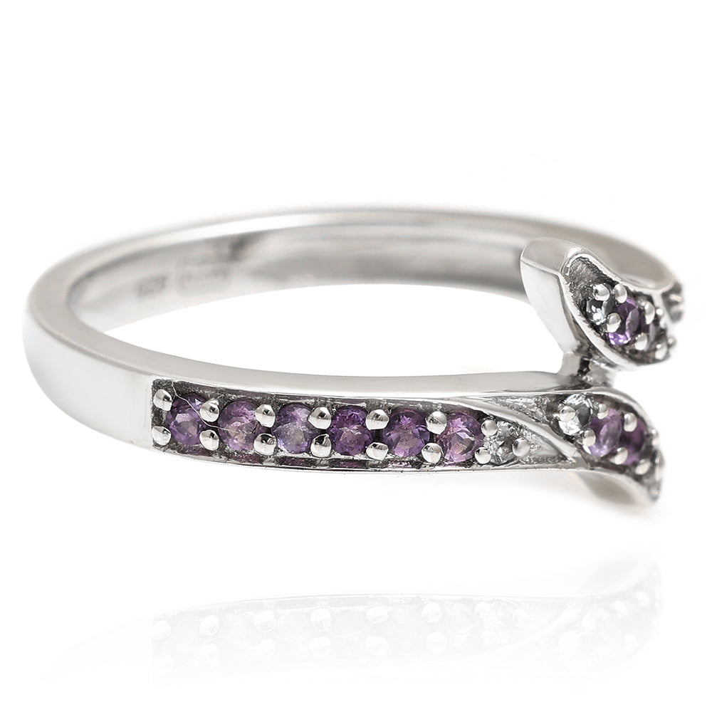 Strieborný Prsteň s Brazílskym Ametystom a Bielym Topásom 8 