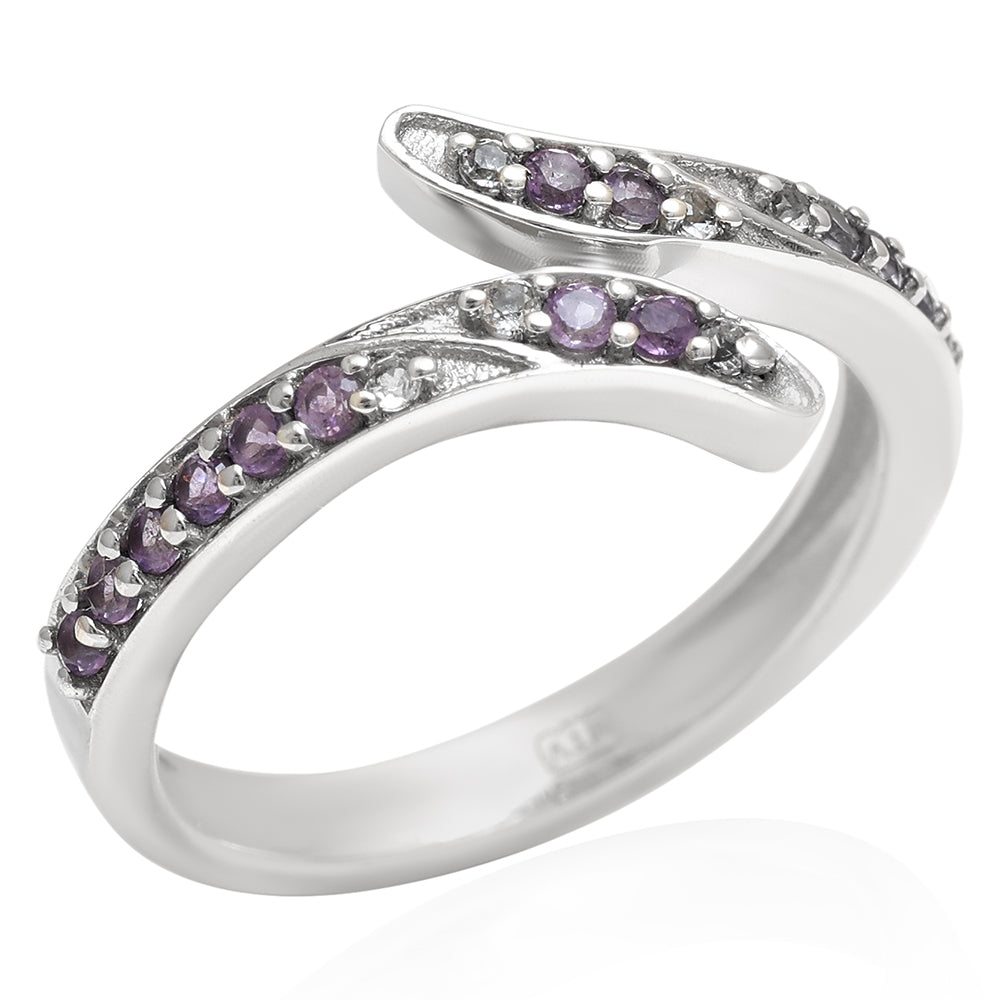 Strieborný Prsteň s Brazílskym Ametystom a Bielym Topásom