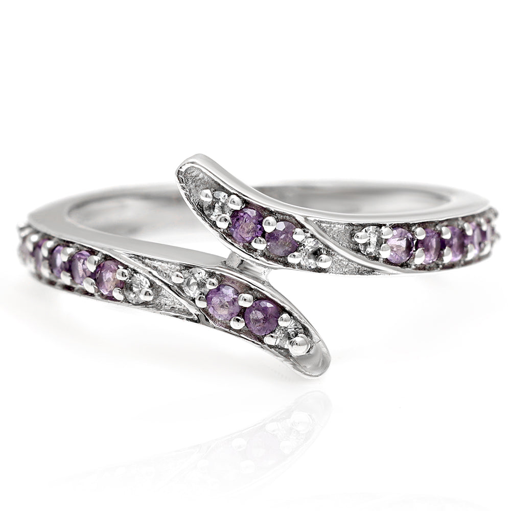 Strieborný Prsteň s Brazílskym Ametystom a Bielym Topásom 1 