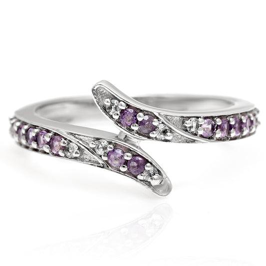Strieborný Prsteň s Brazílskym Ametystom a Bielym Topásom