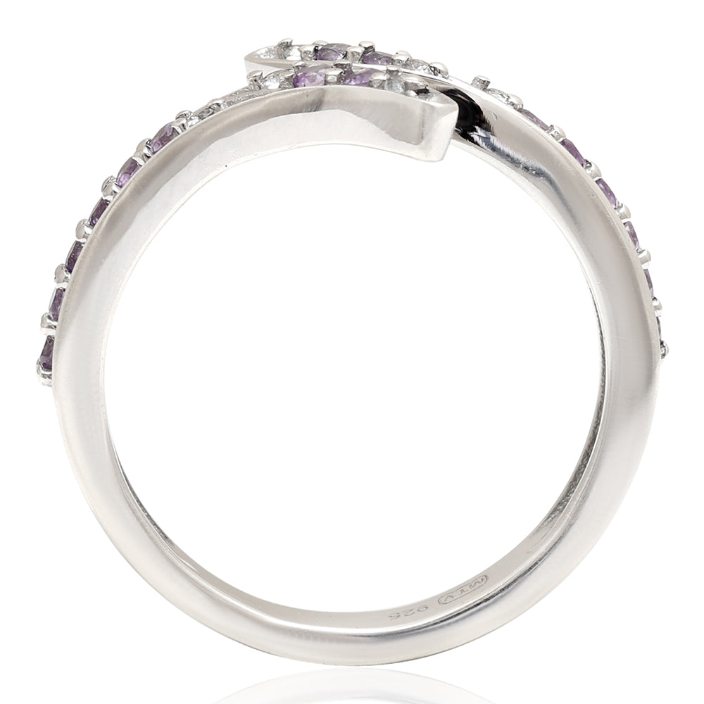 Strieborný Prsteň s Brazílskym Ametystom a Bielym Topásom 5 