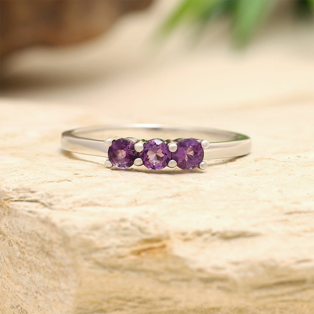 Strieborný Prsteň s Brazílskym Ametystom