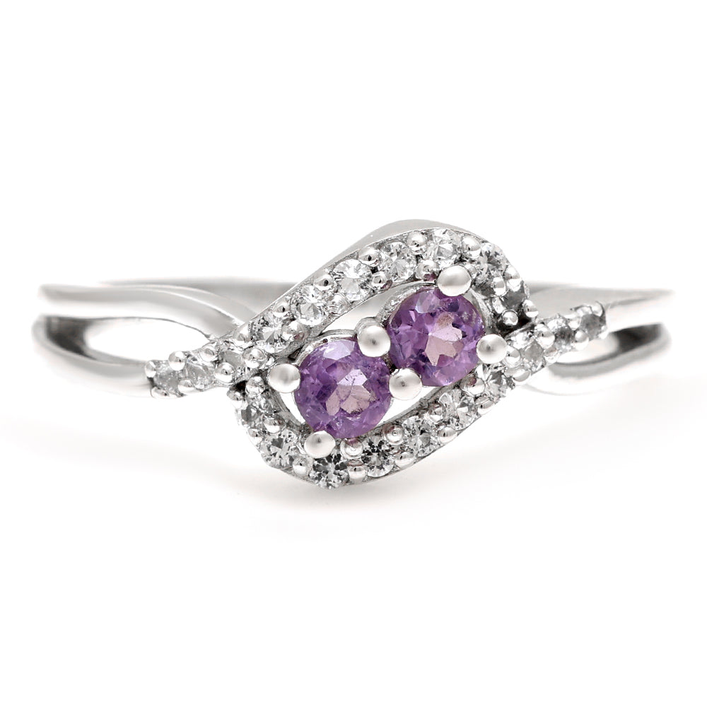 Strieborný Prsteň s Brazílskym Ametystom a Bielym Topásom 6 