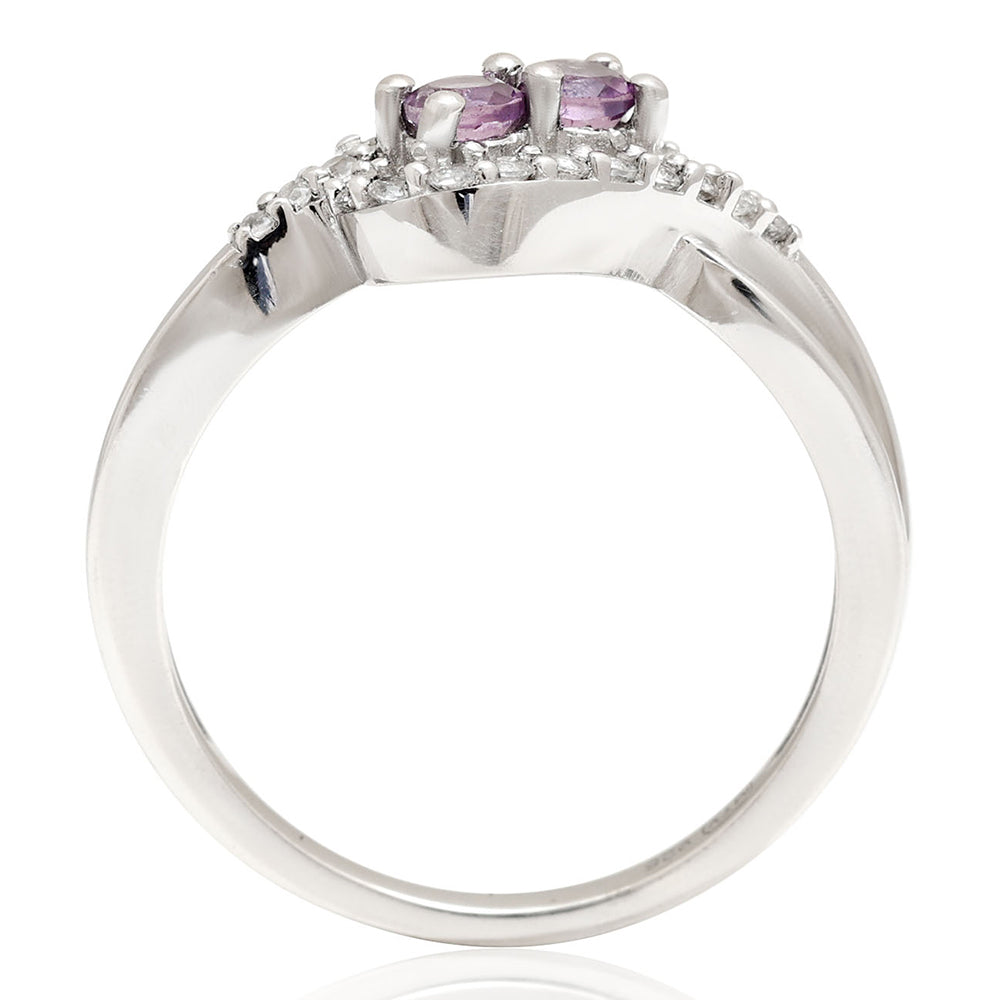 Strieborný Prsteň s Brazílskym Ametystom a Bielym Topásom 5 