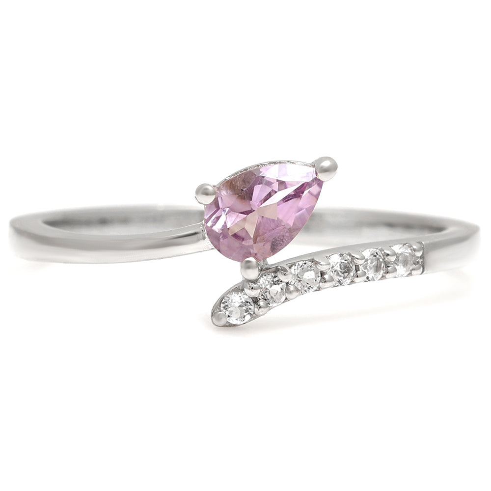 Strieborný Prsteň s Brazílskym Ametystom a Bielym Topásom 5 