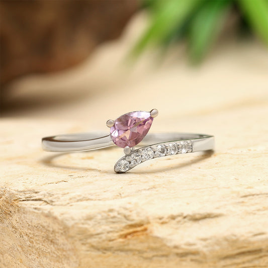 Strieborný Prsteň s Brazílskym Ametystom a Bielym Topásom
