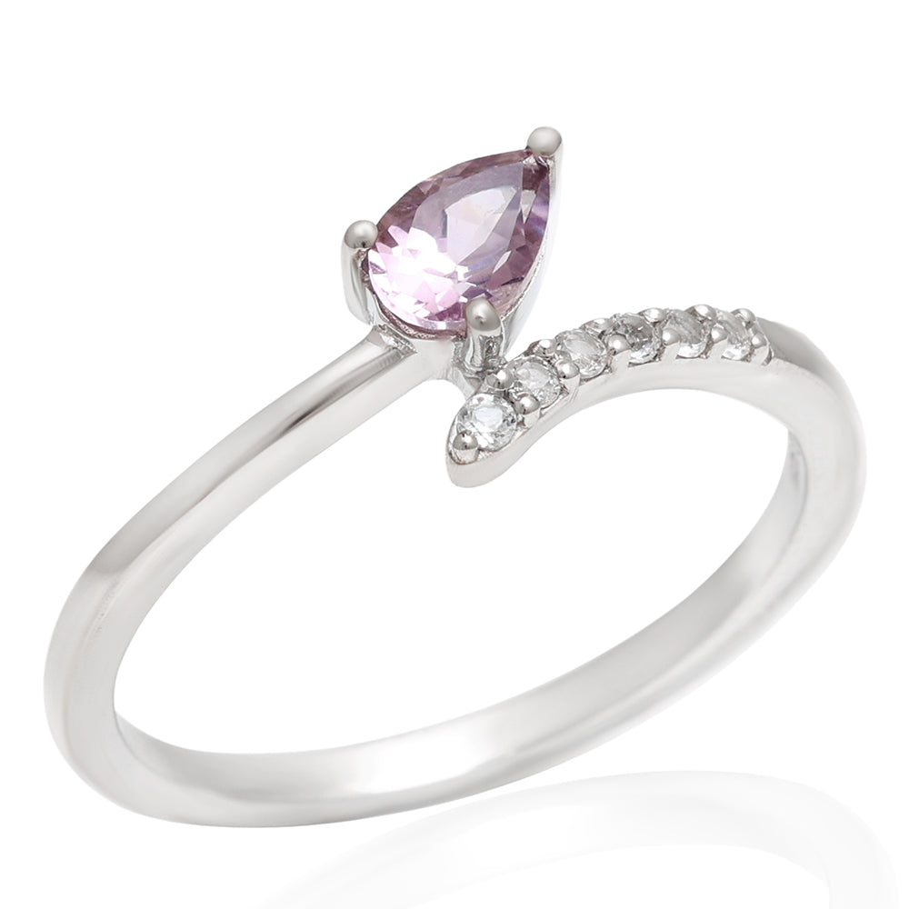 Strieborný Prsteň s Brazílskym Ametystom a Bielym Topásom 6 