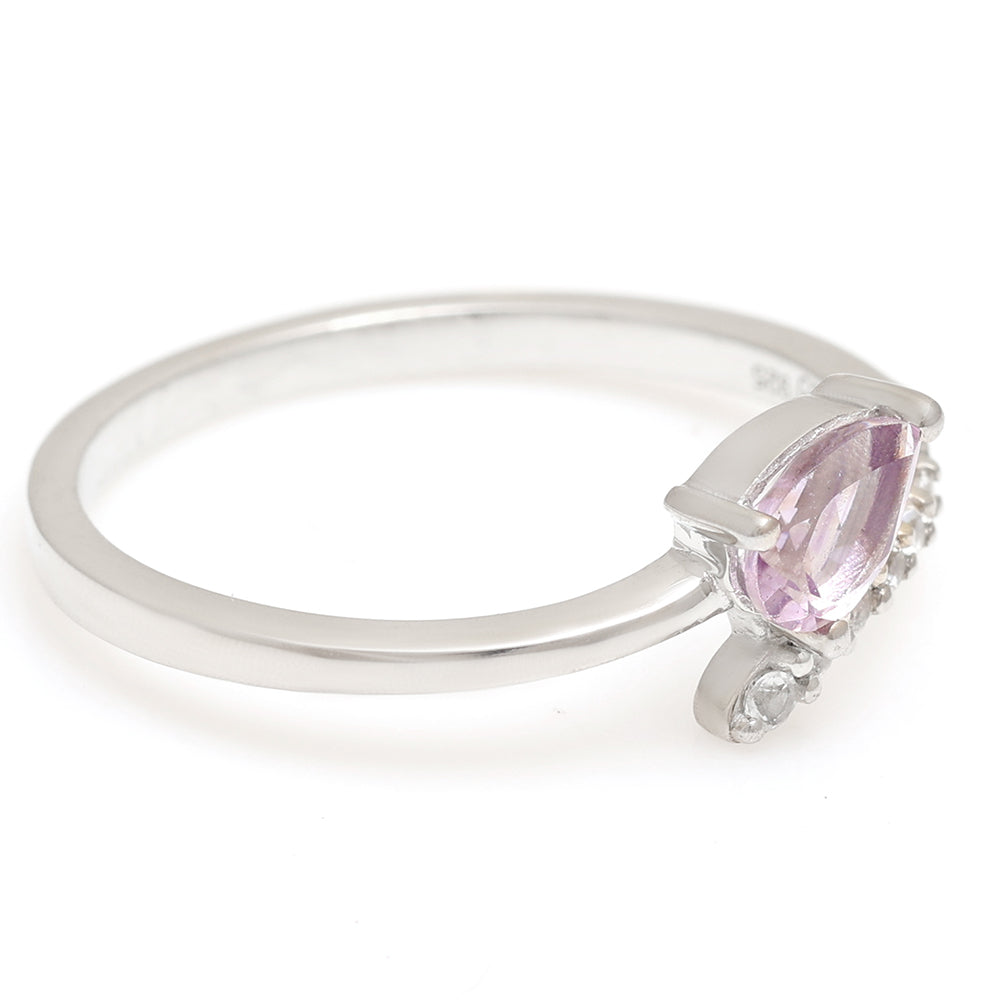 Strieborný Prsteň s Brazílskym Ametystom a Bielym Topásom