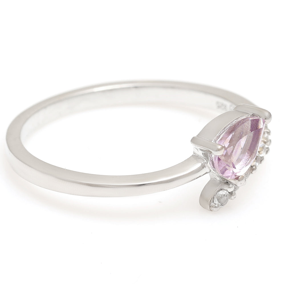 Strieborný Prsteň s Brazílskym Ametystom a Bielym Topásom