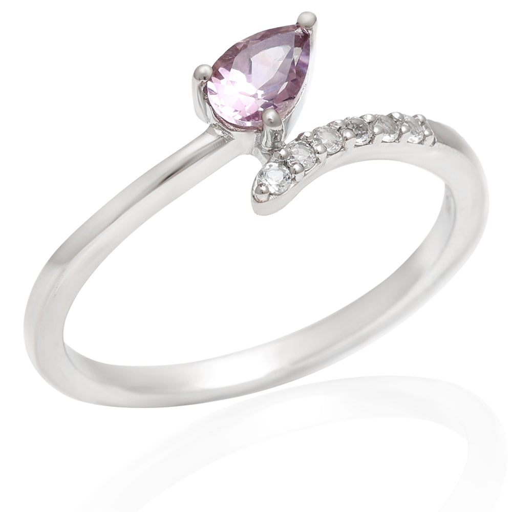 Strieborný Prsteň s Brazílskym Ametystom a Bielym Topásom