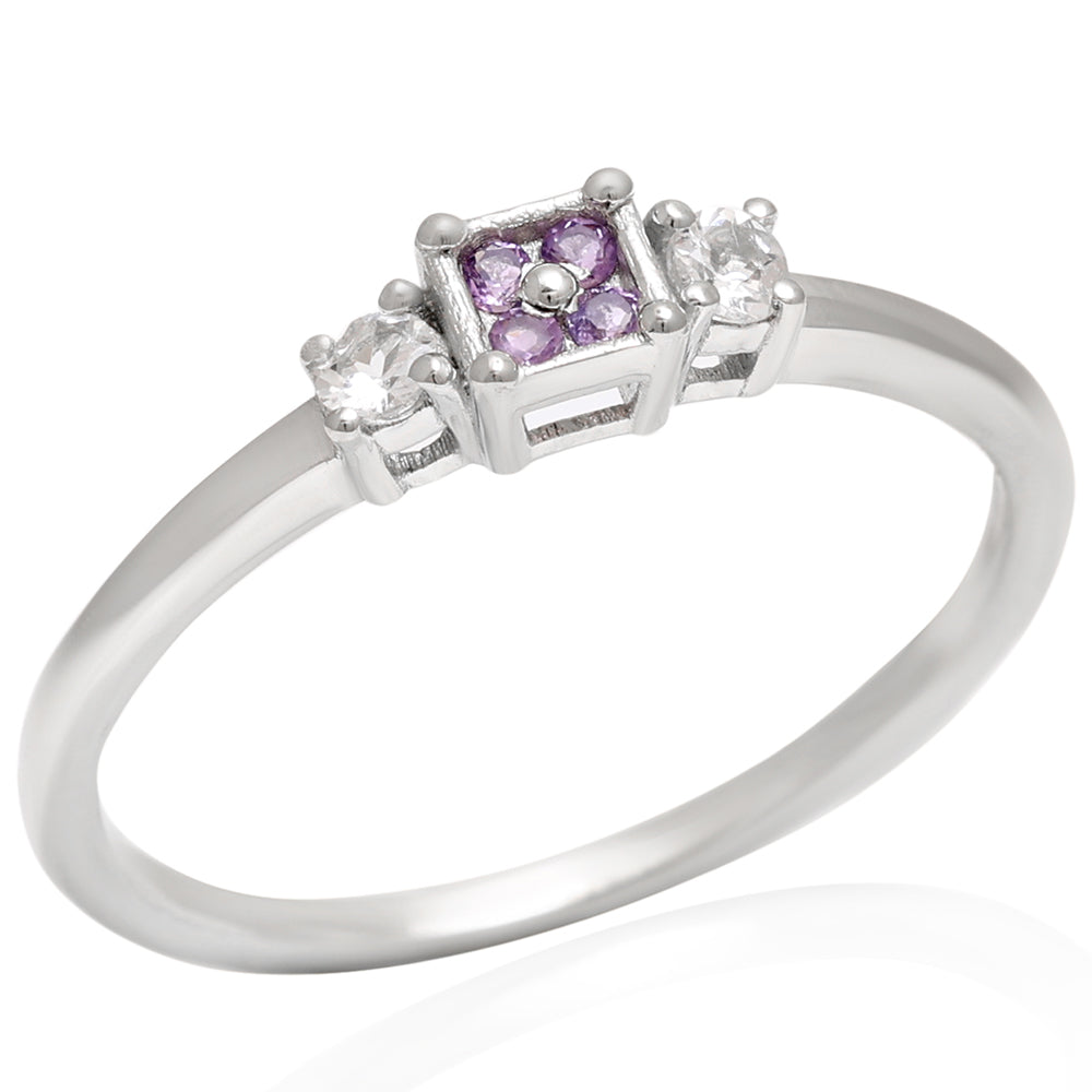 Strieborný Prsteň s Brazílskym Ametystom a Bielym Topásom 13 