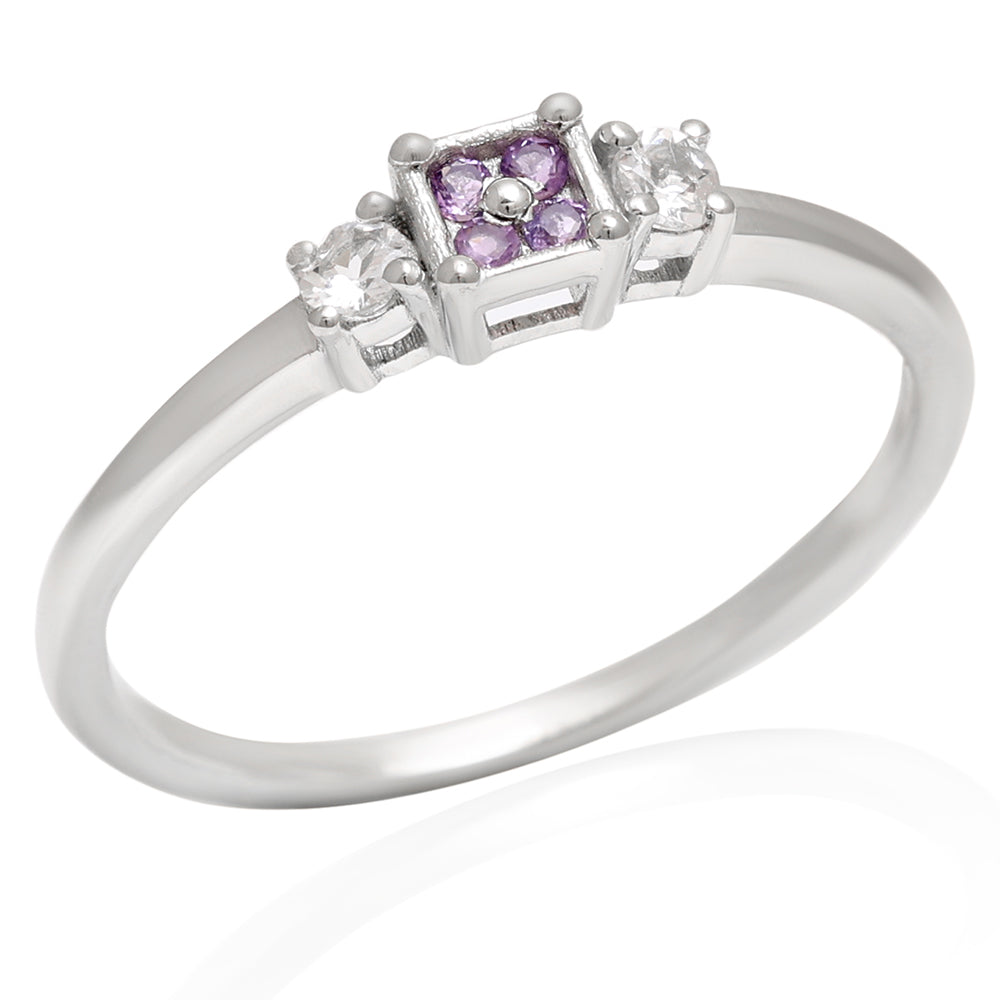Strieborný Prsteň s Brazílskym Ametystom a Bielym Topásom