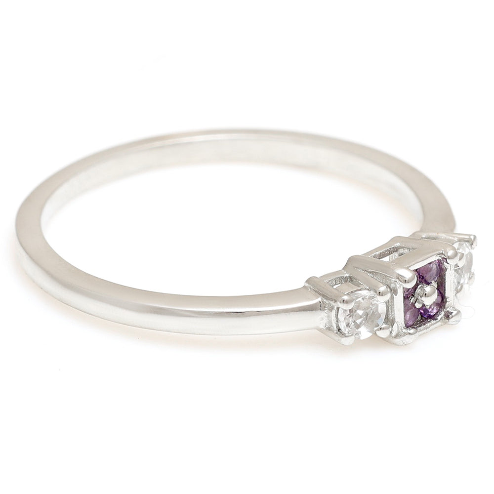 Strieborný Prsteň s Brazílskym Ametystom a Bielym Topásom 5 