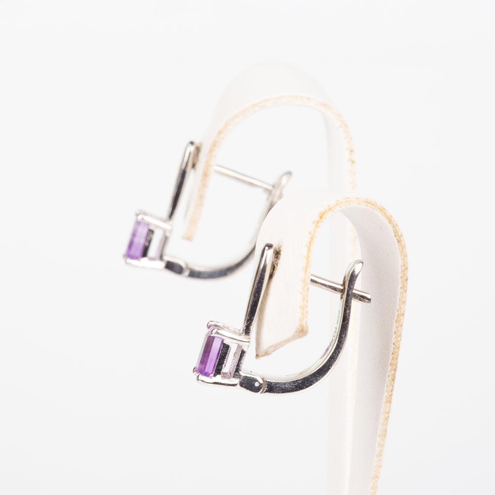 Strieborné Náušnice s Brazílskym Ametystom 2 