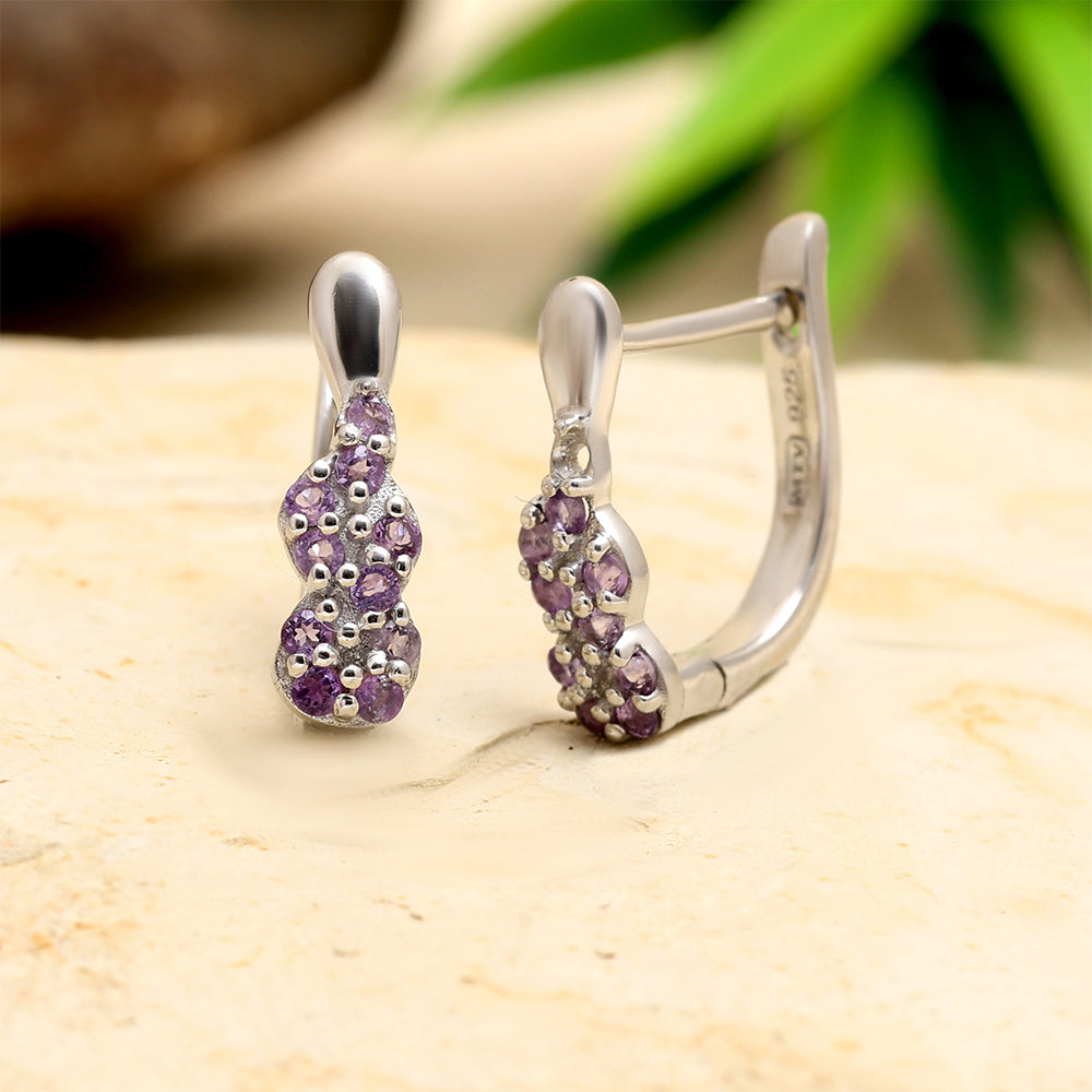 Strieborné Náušnice s Brazílskym Ametystom 1 