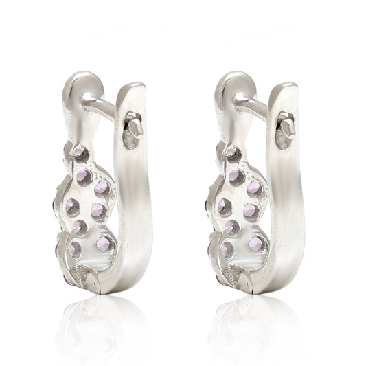 Strieborné Náušnice s Brazílskym Ametystom