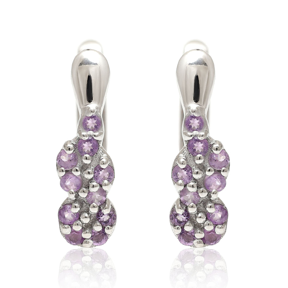 Strieborné Náušnice s Brazílskym Ametystom 3 