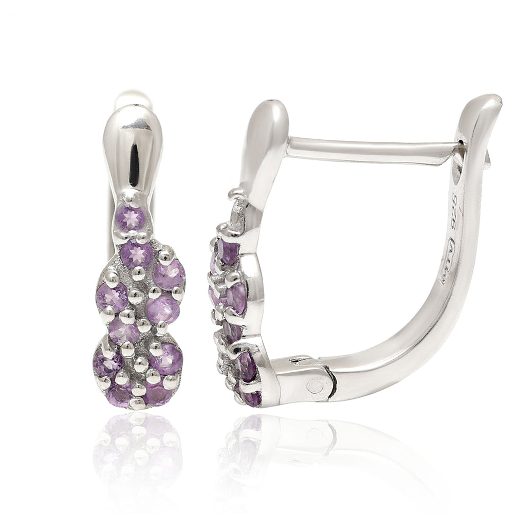 Strieborné Náušnice s Brazílskym Ametystom