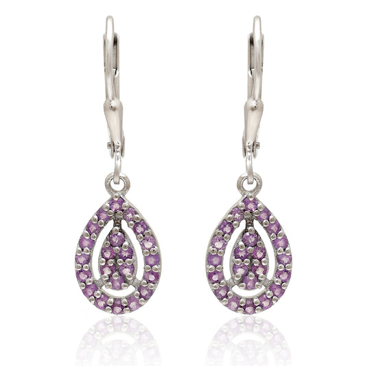 Strieborné Náušnice s Brazílskym Ametystom