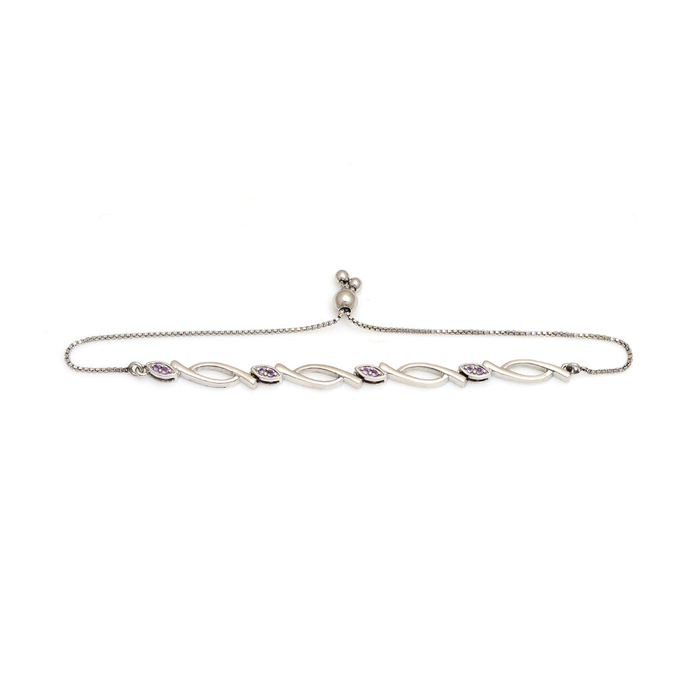 Strieborný Náramok s Brazílskym Ametystom 2 