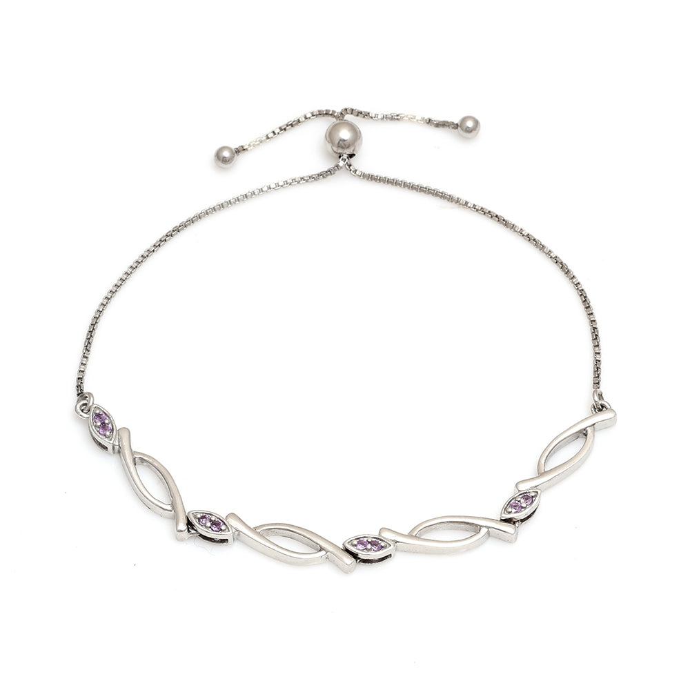 Strieborný Náramok s Brazílskym Ametystom