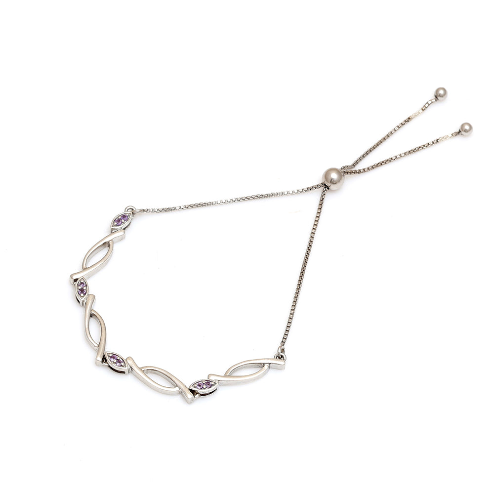 Strieborný Náramok s Brazílskym Ametystom